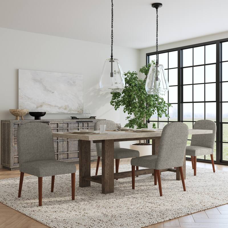 HomePop Rounded back Upholstered Dining chair-Single Pack - Gray Woven