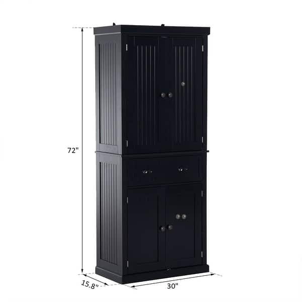 HOMCOM Black Traditional 72-inch Freestanding Pantry Cabinet - 30