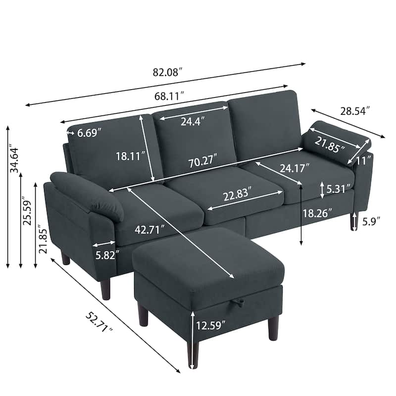 Jarenie 79.72" L Shaped Sofa Couch for Living Room
