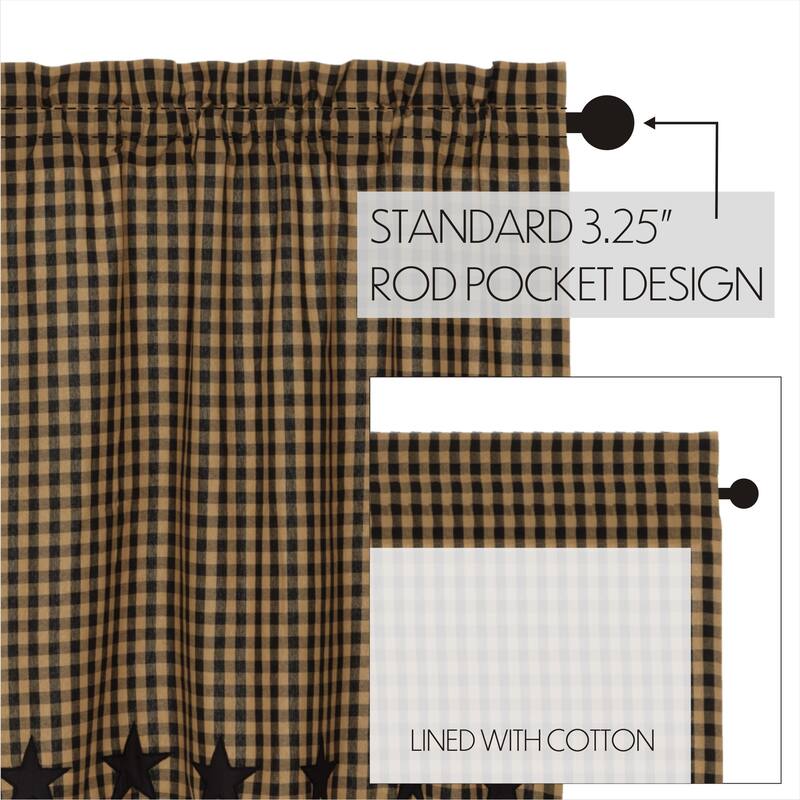 Primitive Kitchen Curtains VHC Star Prairie Swag Star Appliqued - Prairie Swag 36x36x18