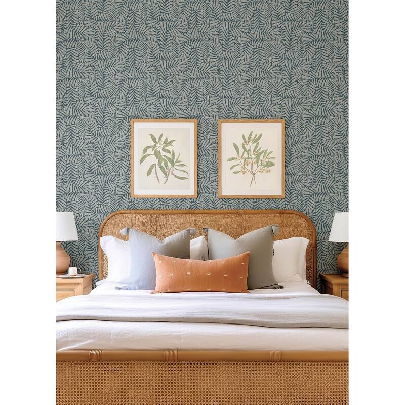 A-Street Prints Gabriel Teal Fern Wallpaper