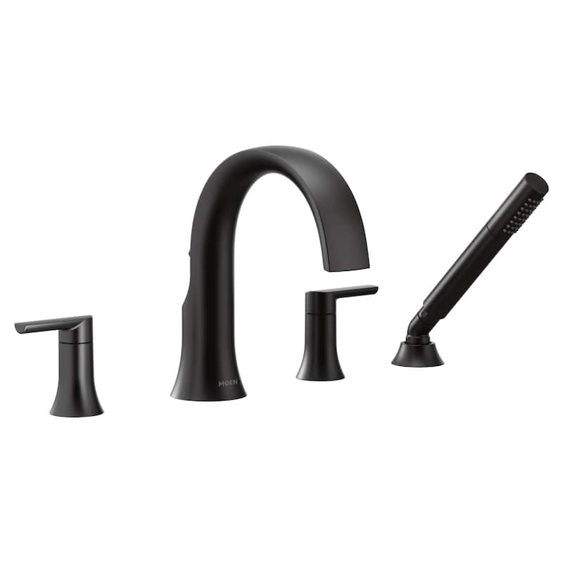 Moen Doux Widespread Deck Mounted Roman Tub Filler with Built-In - Matte Black