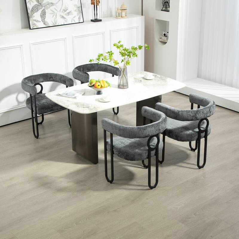 Fabric Upholstered Kitchen Side Dining Chair with Cushion, Backrest, Non Slip Feet for Dining Room Kitchen Living Room Bedroom