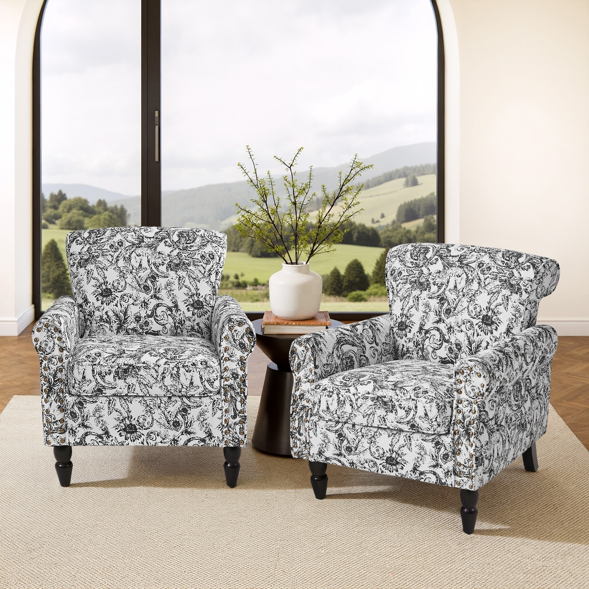Living Room Armchair with Nailhead Trim - 29.9"W x 29.9"H x 32.9"D