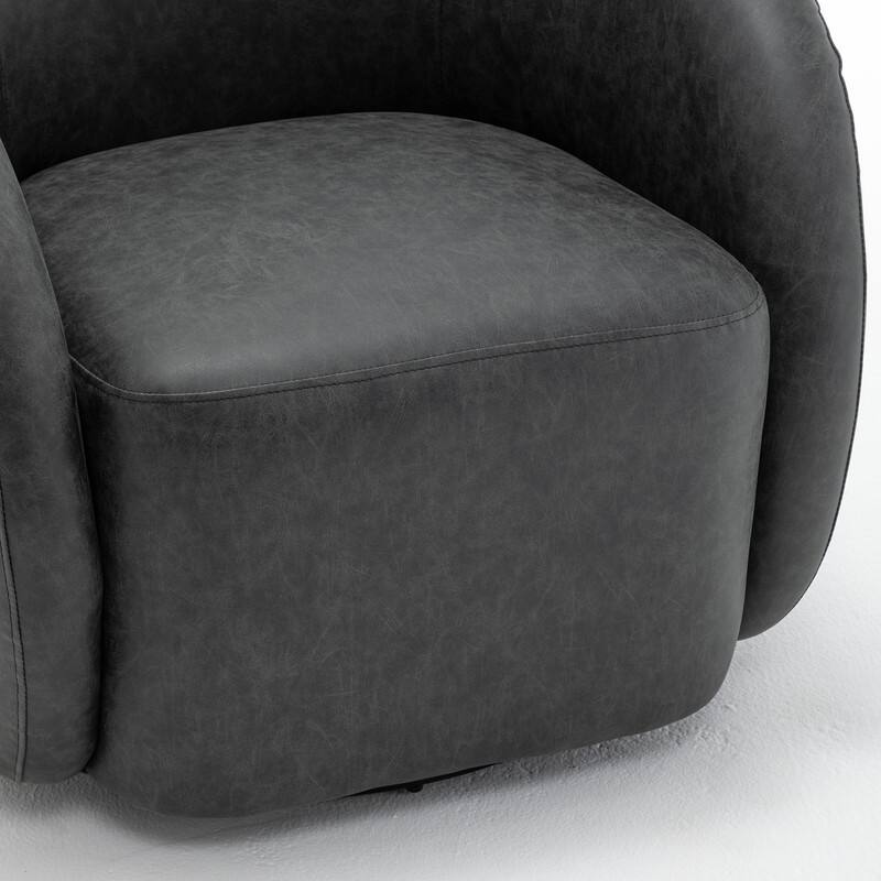 SEYNAR Modern Glam PU Leather 360 Degree Swivel Accent Armchair