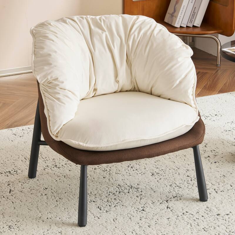 Modern Velvet Accent Chair with Wooden Frame and Black Metal Legs for Living Room or Lounge Seating - 27.4"L x 27"W x 29.1"H