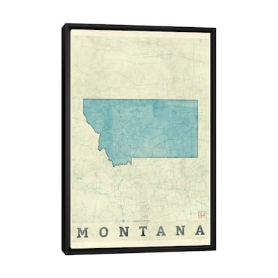 iCanvas "Montana Map" by Hubert Roguski Framed Canvas Print