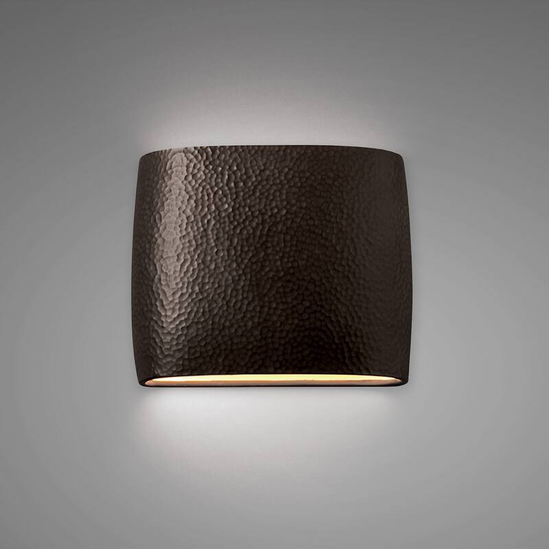 Justice Design Group Ambiance ADA Outdoor Ceramic Wide Oval Wall Sconce with Open Top & Bottom