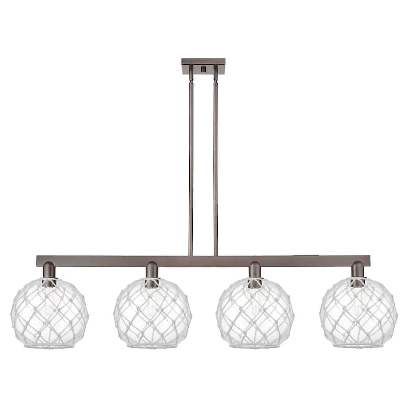 Innovations Lighting Endless Possibilities Arcadia - Farmhouse Rope - 4 Light 53" Stem Hung Island Light - Clear Glass with White Rope/Oil Rubbed Bronze