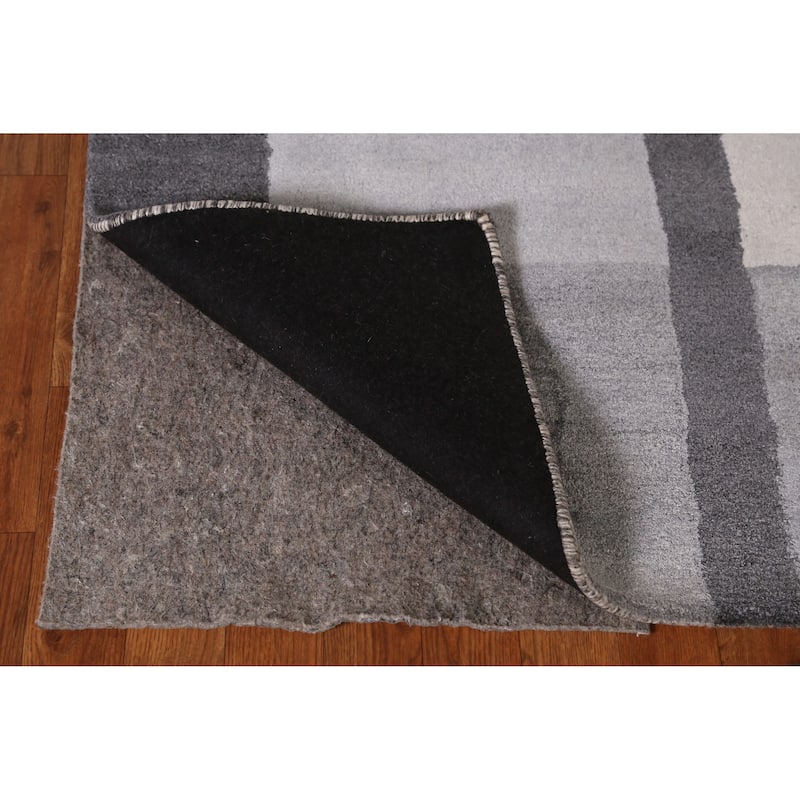 Gray Modern Indian Area Rug Hand-Tufted Wool Carpet - 5'3" x 7'7"