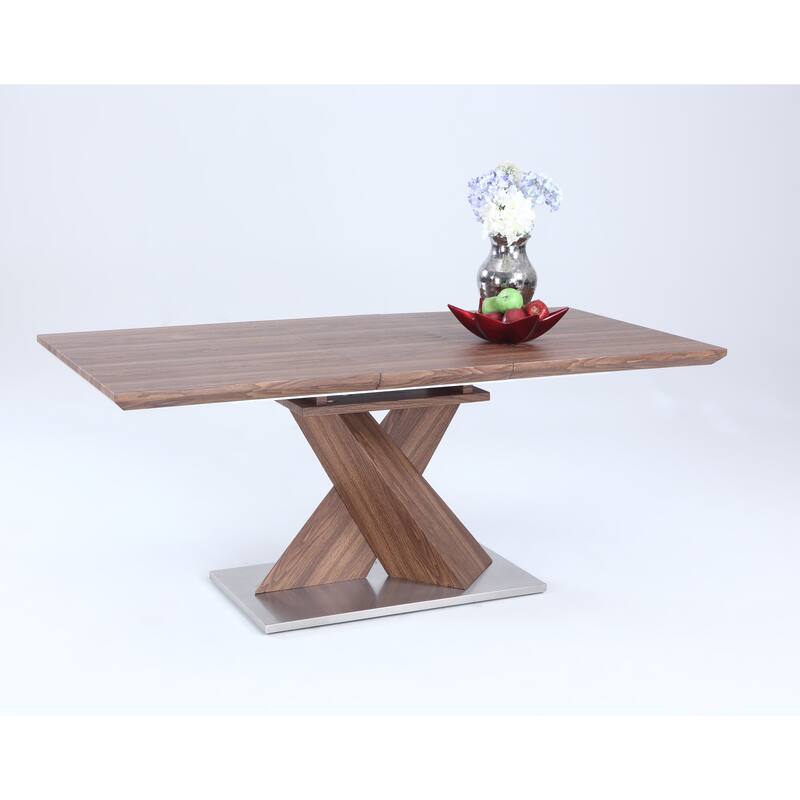 Somette Bethal Chrome-finished Metal and Wood Dining Table - Brown/Chrome - 36"x 56"