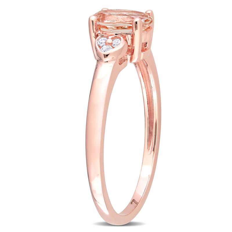 Miadora Rose Plated Sterling Silver Oval-cut Morganite and Diamond Accent Heart Ring