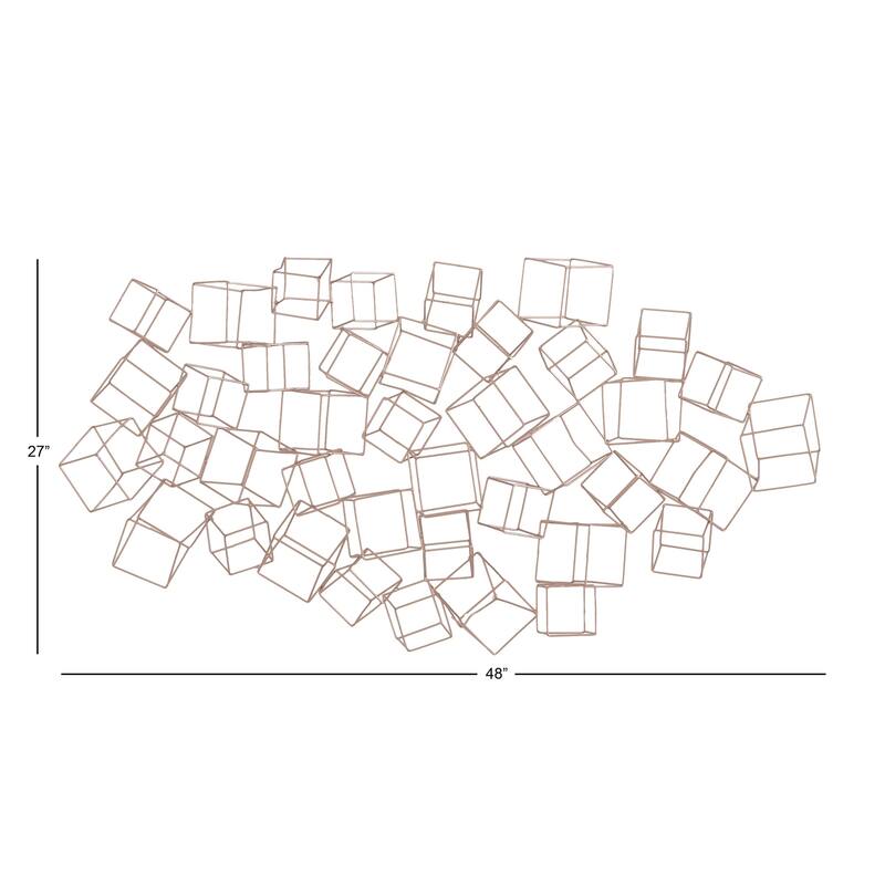 Metal Geometric 3D Square Home Wall Decor - Black or Gold - Roche River Decor