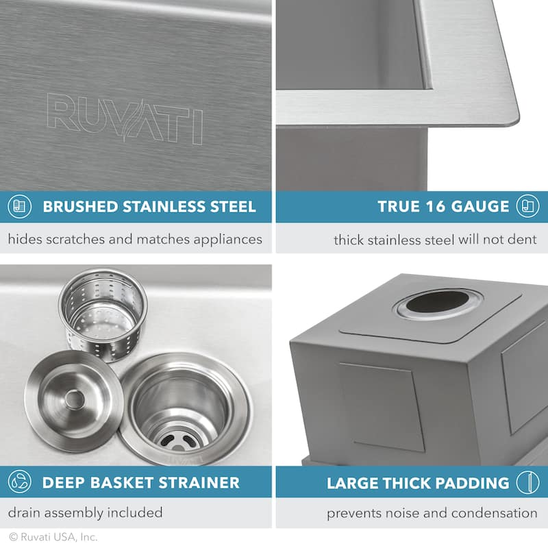 Ruvati 21 x 20 inch Outdoor Workstation Sink T-316 Marine Grade Topmount Stainless Steel BBQ - 21" x 20" - 21" x 20"
