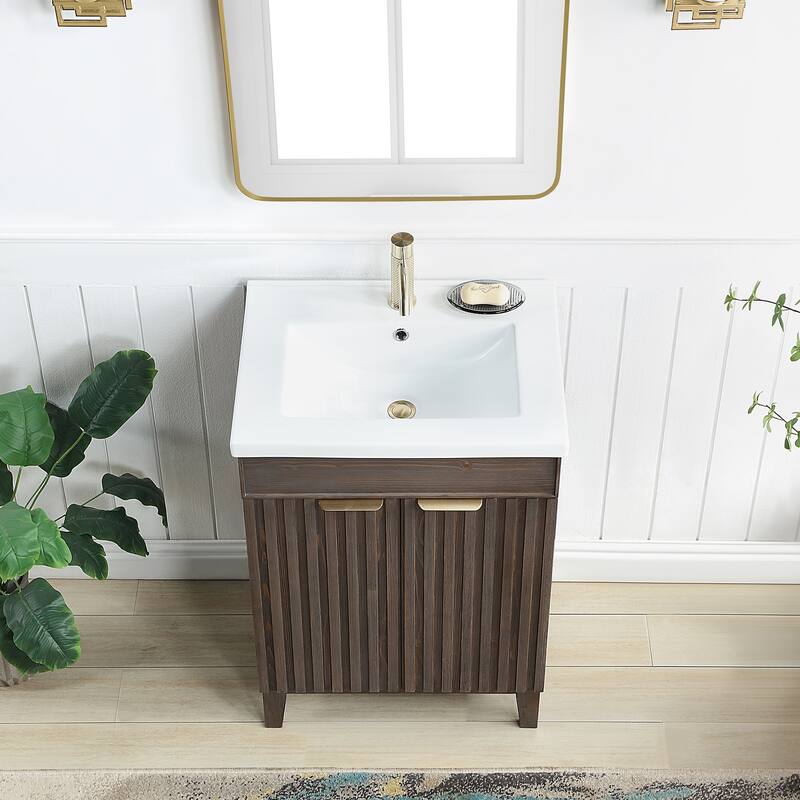 Palos Single Bath Vanity with Ceramic Basin Top without Mirror