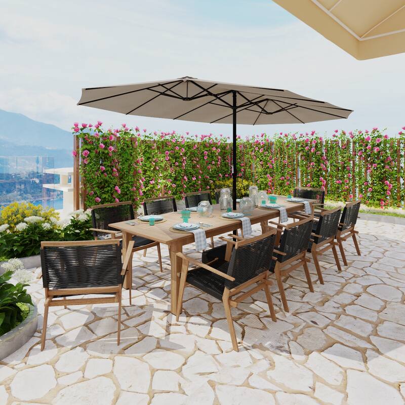 15 - foot Dual - sided Teal Outdoor Umbrella: Durable Polyester Canopy, Sturdy Steel Frame(no base)
