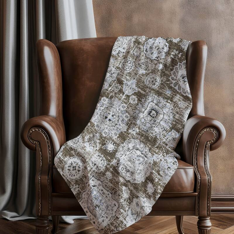 Premium Machine Washable Vintage Persian Sherpa Throw Blanket