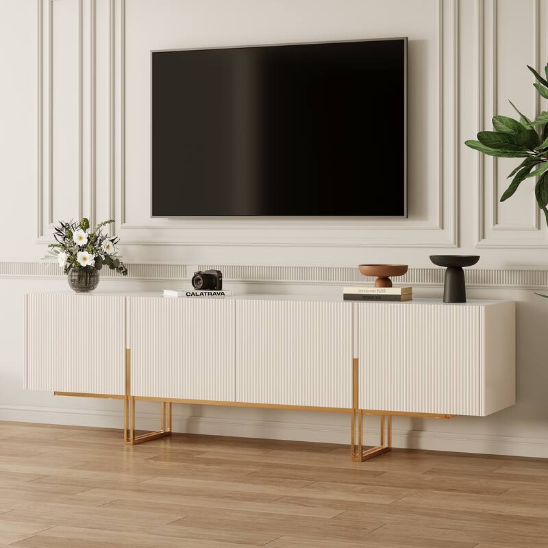 78.7'' TV Stand, Entertainment Center with Faux Marble Top