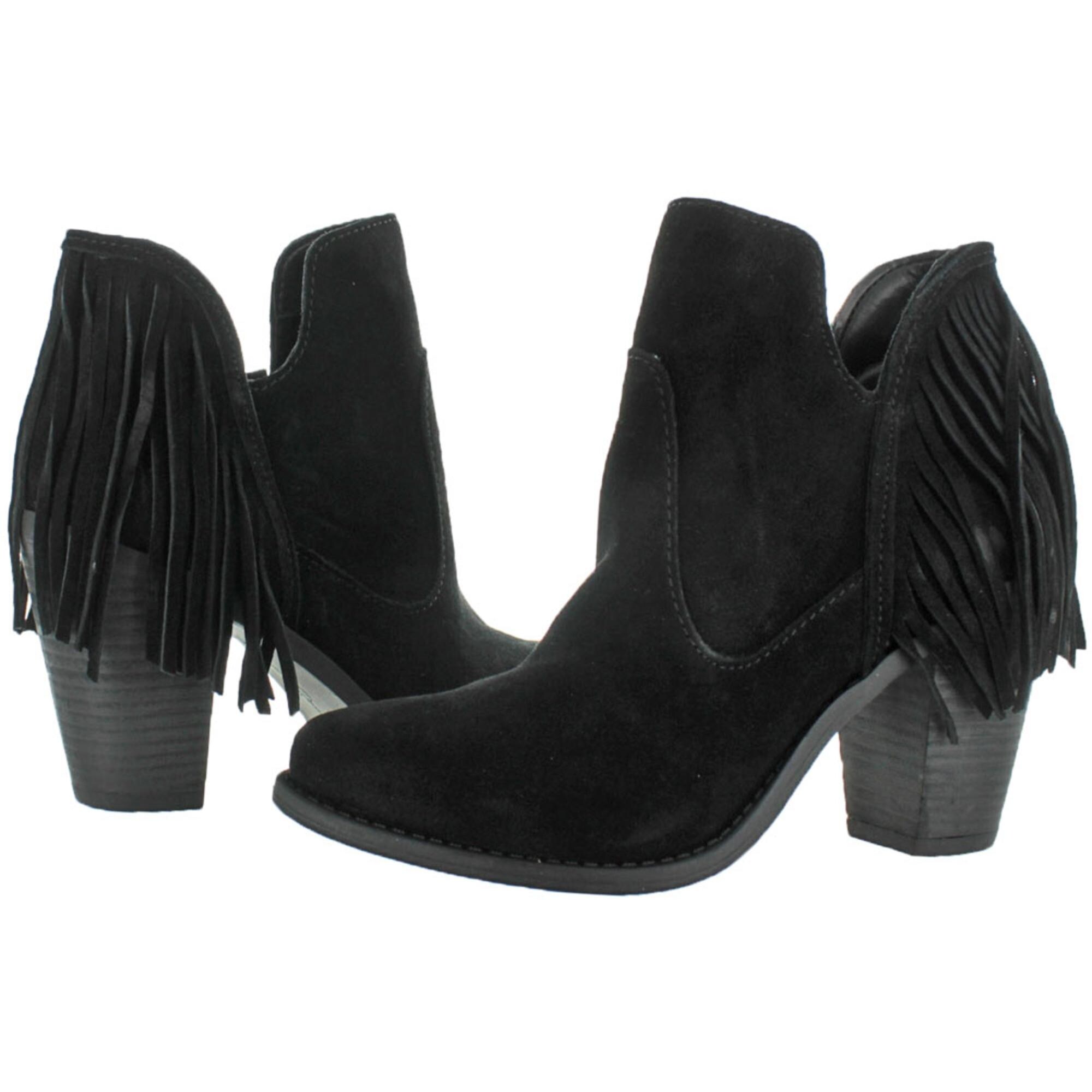 Cecila Suede Ankle Booties Fringe 