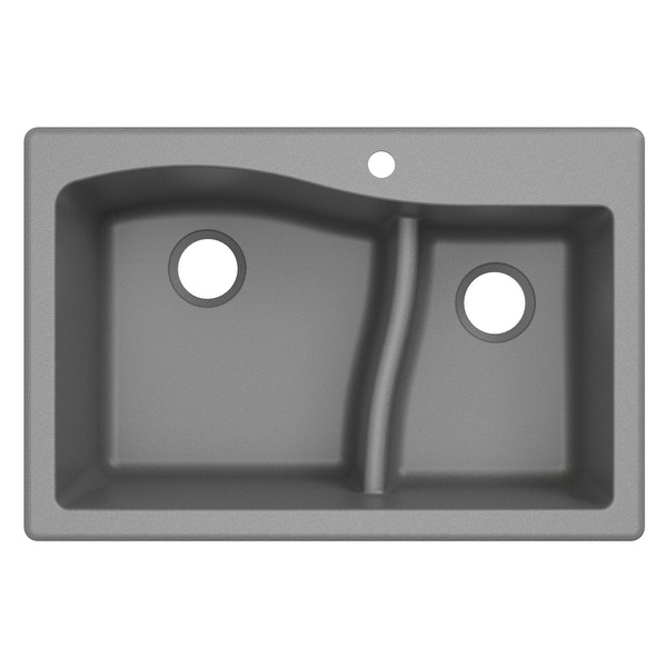 KRAUS Quarza Granite 33 inch 60/40 Undermount Drop-in Kitchen Sink. Opens flyout.