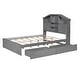 preview thumbnail 7 of 12, Gray Full Size Wood Platform Bed Featuring House-Shaped Headboard and Storage Drawers