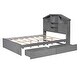 preview thumbnail 35 of 40, Wood Platform Bed with House-shaped Storage Headboard and 2 Drawers for Bedroom