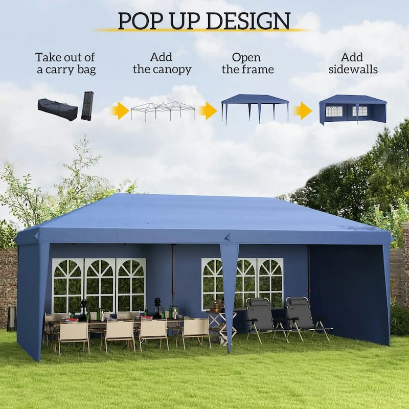 10'x20' Pop Up Canopy Tent with 4 Sidewalls,Instant Gazebo,Carry Bag