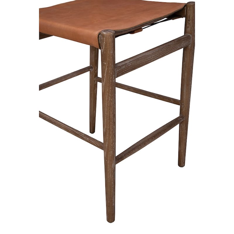 Furniture Classics Wood Leather Prescott Counter Barstool