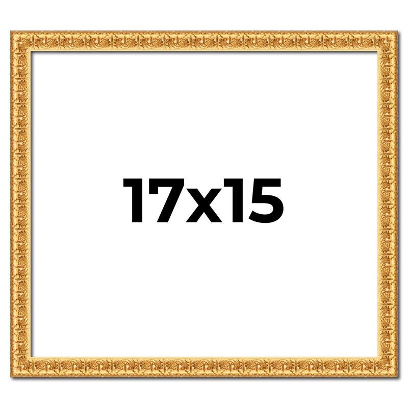 17x15 Frame Gold Real Wood Picture Frame Width 1 inches | Interior