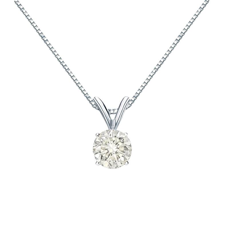 Auriya 14k Gold 1/2ctw Round Solitaire Diamond Necklace (J-K, I1-I2) - White