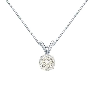 Auriya 14k Gold 1/2ctw Round Solitaire Diamond Necklace (J-K, I1-I2)