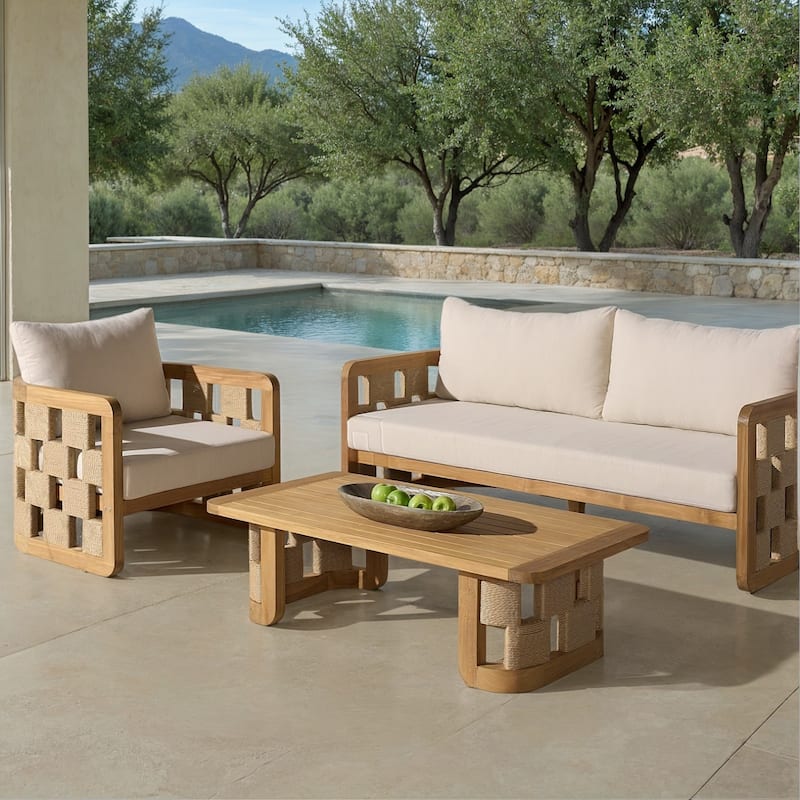 SAFAVIEH Couture Skipper Teak Patio Chair - 31"W x 30"D x 24"H