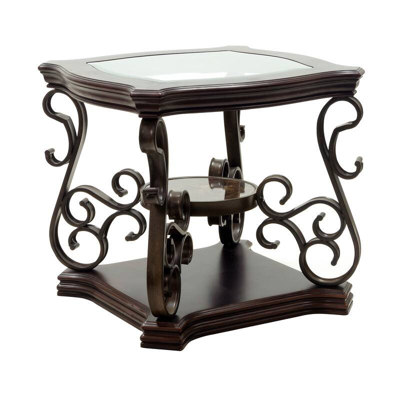 Nestfair End Table Coffee Table with Glass Table Top