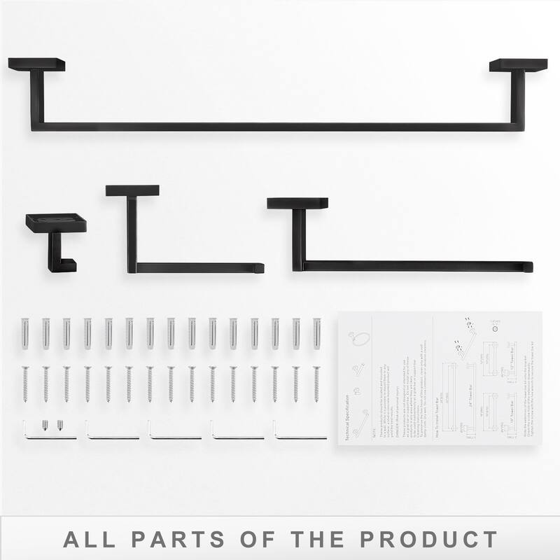 WOWOW Stainless Steel 4-Piece Bathroom Hardware Set (Includes Installation Accessories)