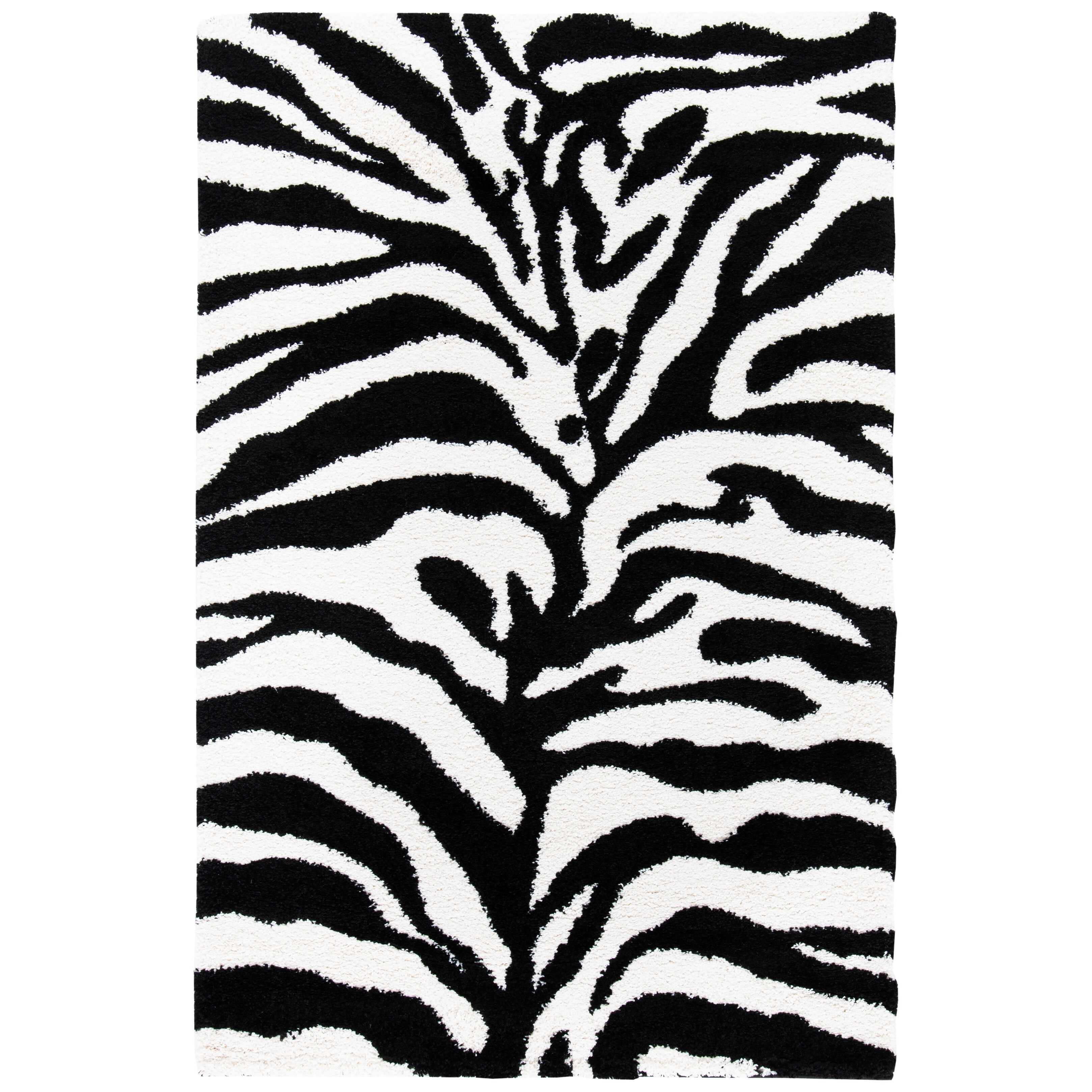 SAFAVIEH Florida Shag Vitchka Zebra Animal Print 1.2-inch Thick