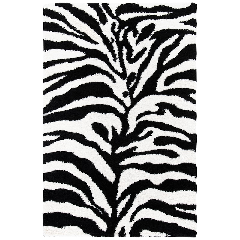 SAFAVIEH Florida Shag Vitchka Zebra Animal Print 1.2-inch Thick