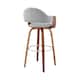 Daxton Mid-Century Swivel Bar Stool, Upholstered Counter Height Chair with Bentwood Legs