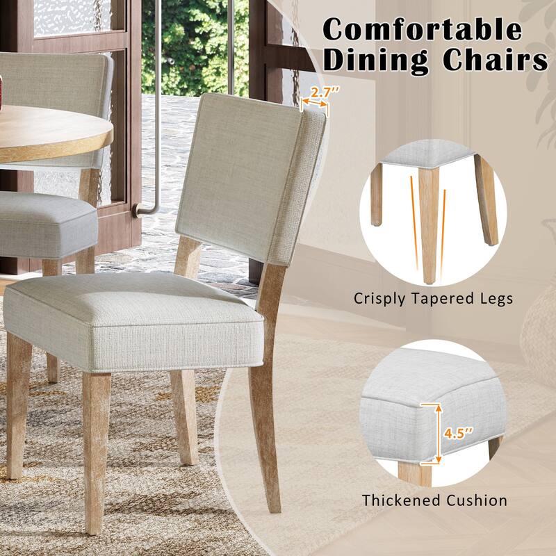 Retro 5-Piece Kitchen Table Set, Round Dining Table with Base Support and 4 Upholstered Dining Chairs
