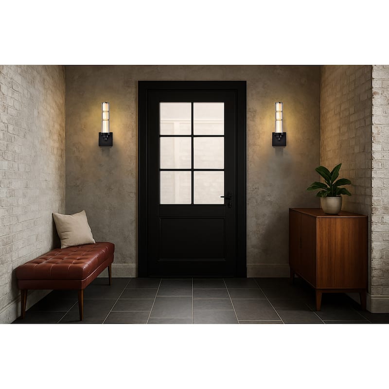 Evander LED Wall Sconce Matte Black Finish Smoked Glass - Matte Black
