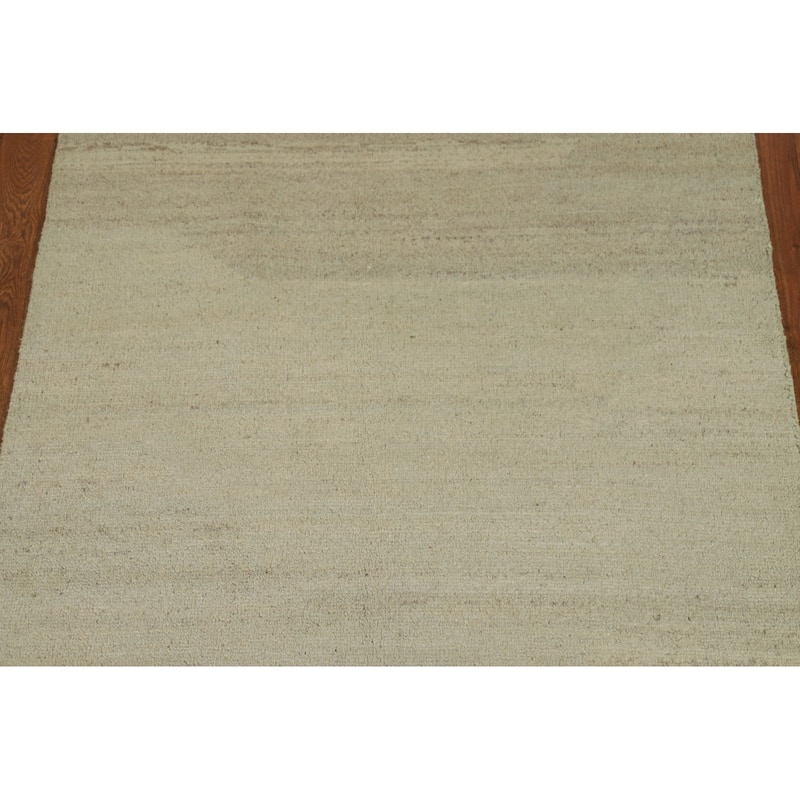 Modern Green Gabbeh Oriental Foyer Rug Handmade Wool Carpet - 2'8"x 4'0"