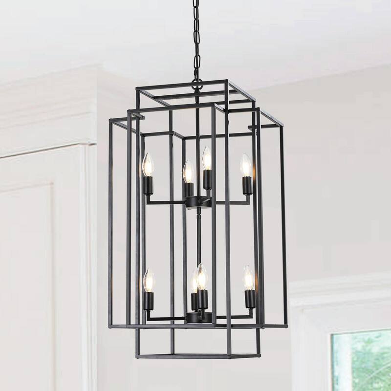 Industrial Farmhouse Hanging Chandelier with 8 Lights