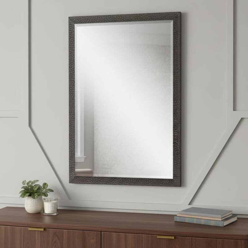 HomeRoots 31" Dark Brown Solid Wood Framed Accent Mirror - 25.00 in. x 31.00 in. x 2.00 in. - 25.00 in. x 31.00 in.  x 2.00 in.
