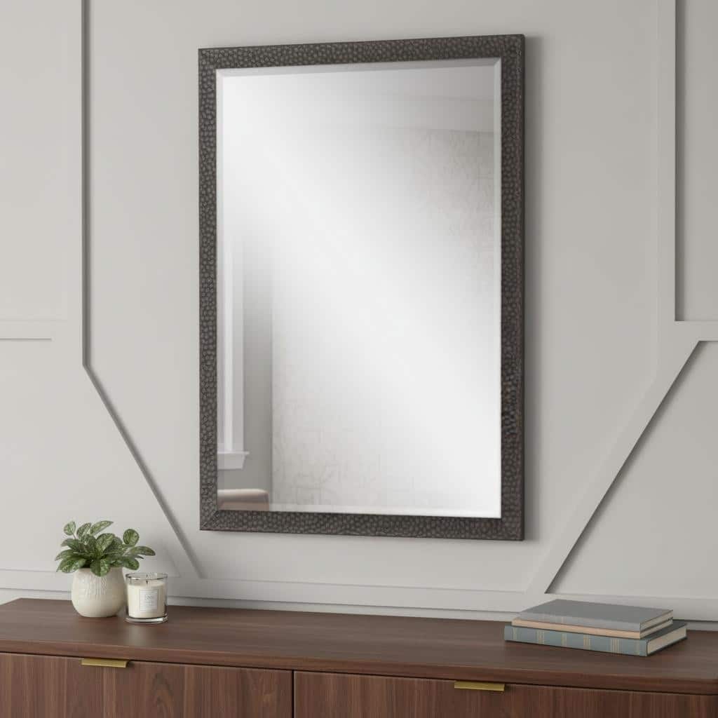 HomeRoots 31" Dark Brown Solid Wood Framed Accent Mirror - 25.00 in. x 31.00 in. x 2.00 in.