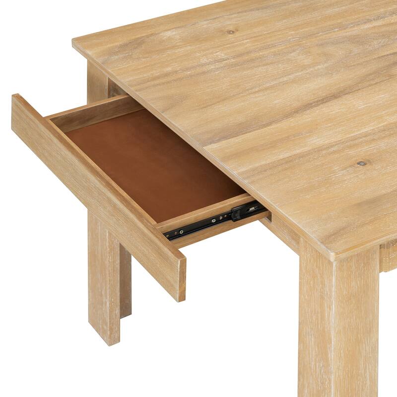 7-Piece Wooden Dining Table Set with Extendable Table and Storage Drawers for Family Gatherings