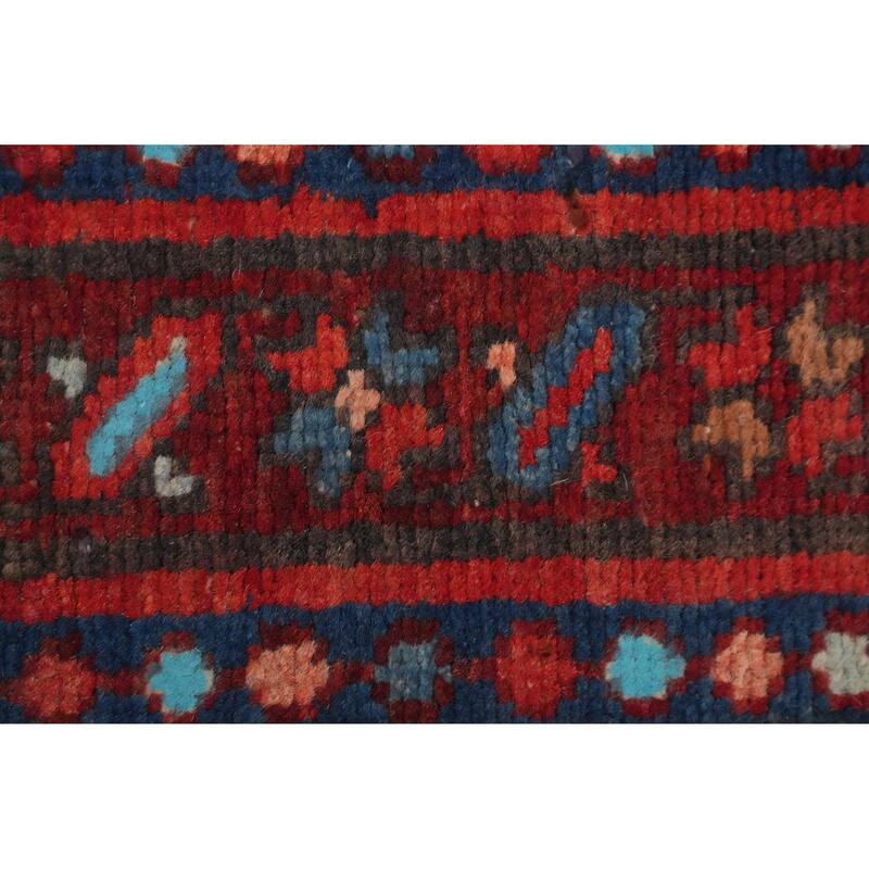 Hand Knotted Oriental 100% Wool Carpet Traditional Floral Red Tabriz Runner Rug - 10' 8'' X 3' 3''