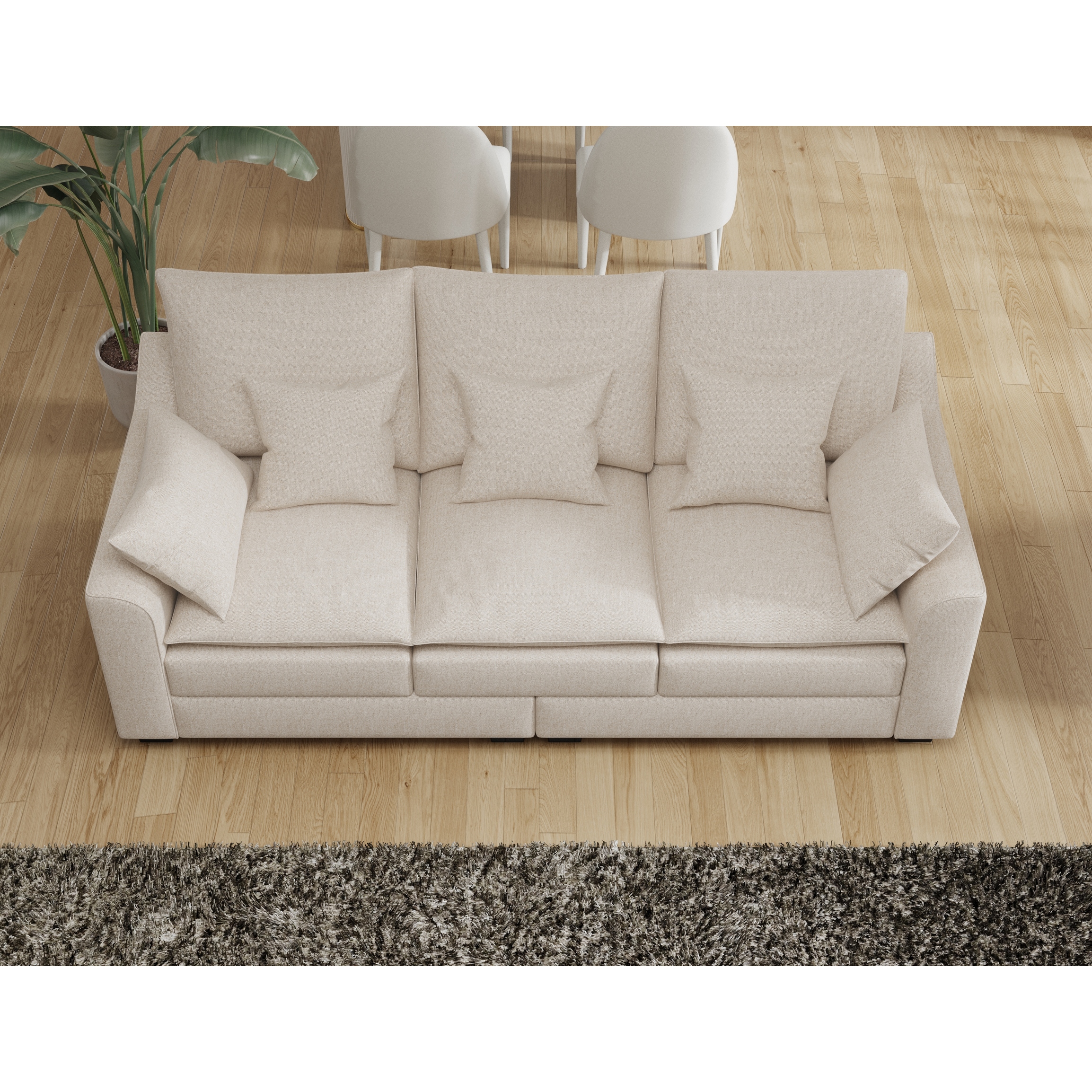 Beige 3 Seater Down Filled Cushion Sofa with Pillows 78.7 Rolled Arms Loveseat Couch with Removable Cushions Bed Bath Beyond 41368196