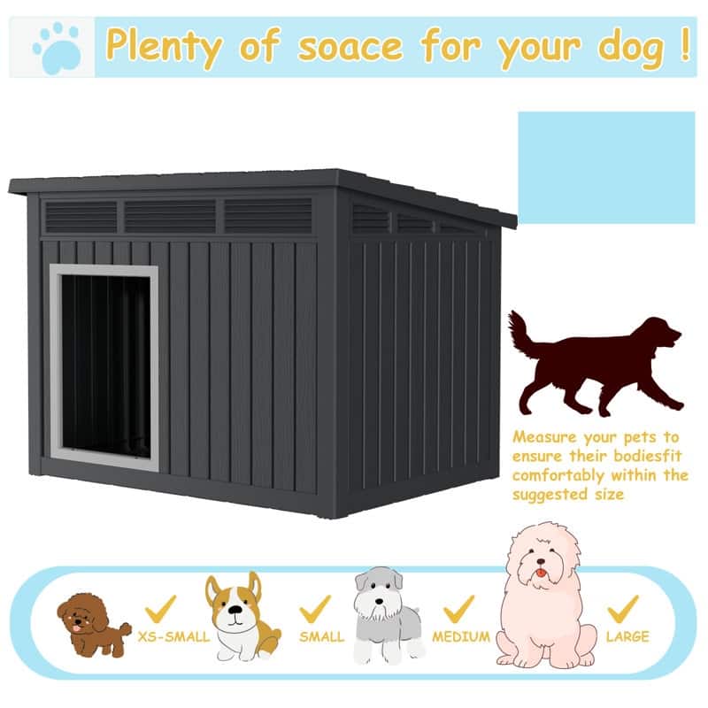 Weatherproof Indoor Outdoor Dog House, Raise Base with Drainage Grooves,42inch