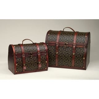 Mafalda Wood 2-Piece Dome Top Decorative Box Set, Brown