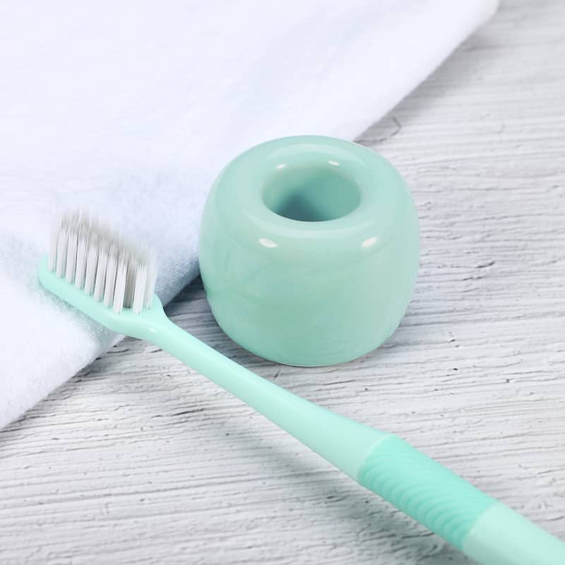 Toothbrush Holder, Round Mini Ceramic Toothbrush Holder Electric Toothbrush Holder, 1.65"x1.18", for Bathroom - Green