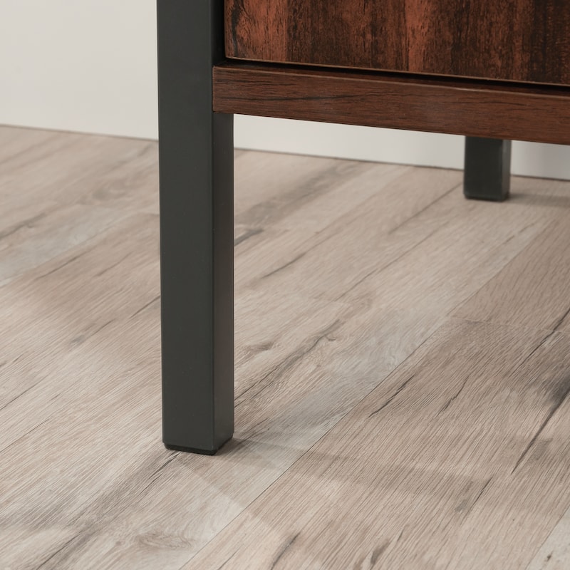 Wood Credenza for TVs up to 70" with Hidden Storage, Brown - 53.98" W x 15.12" D x 24.06" H